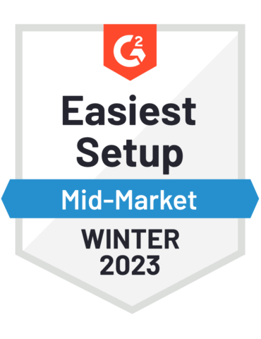 EasiestSetup-Mid Market EaseOfSetup-G2-Badge-2023