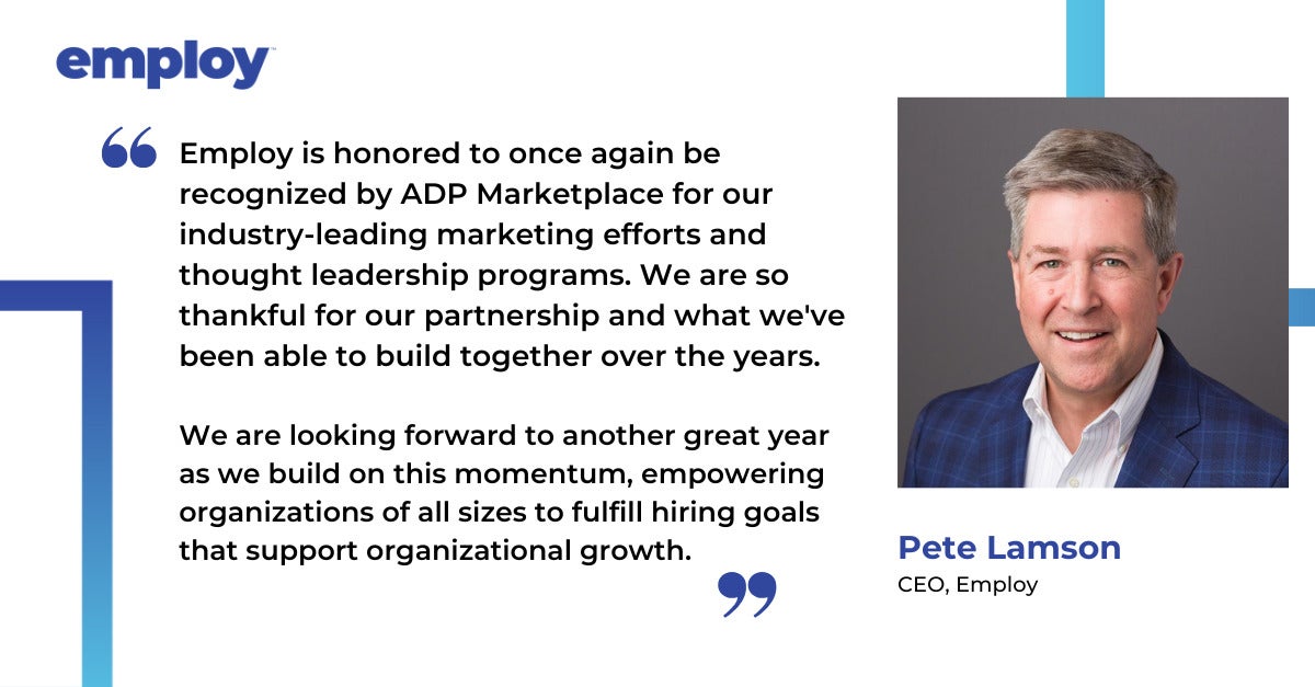 Pete Lamson ADP Marketplace Award Quote