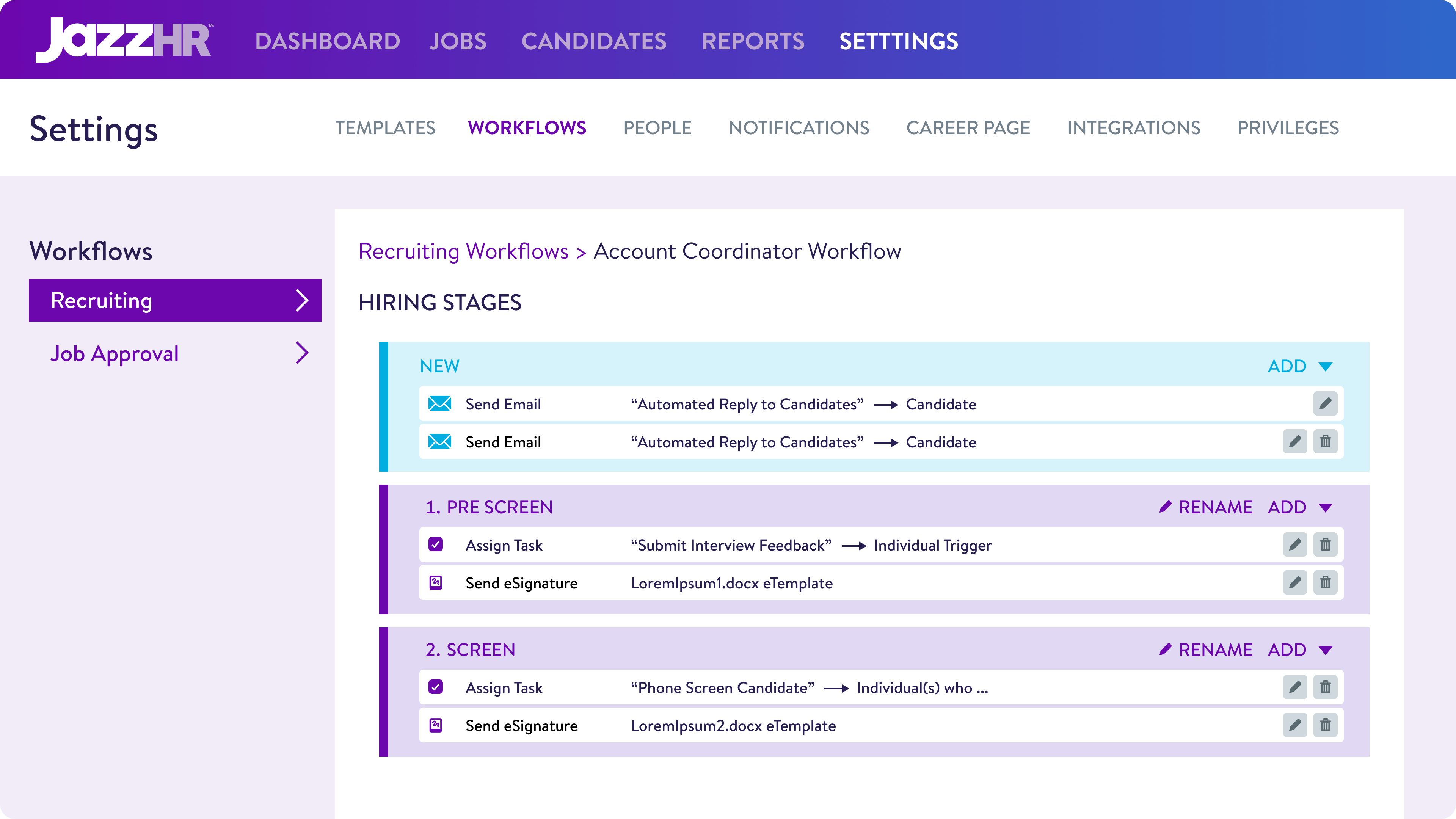 JazzHR Recruiting Workflows