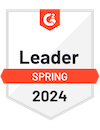 A G2 official badge signifying JazzHR as a general software leader, earned in the Spring of 2024