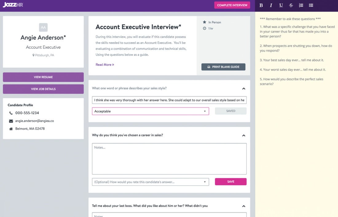 JazzHR Interview Guide